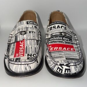 Versace Newspaper Print Men's Loafers authentic